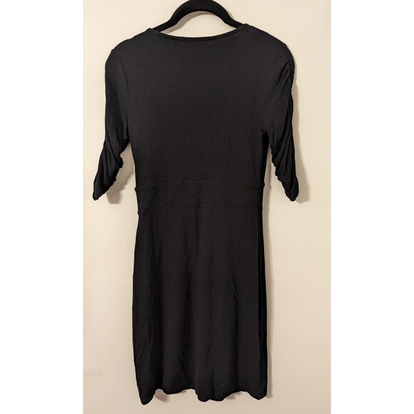 Boden US 2 Solid Black Stretch Dress 3/4 Sleeve V Neck - Picture 7 of 12